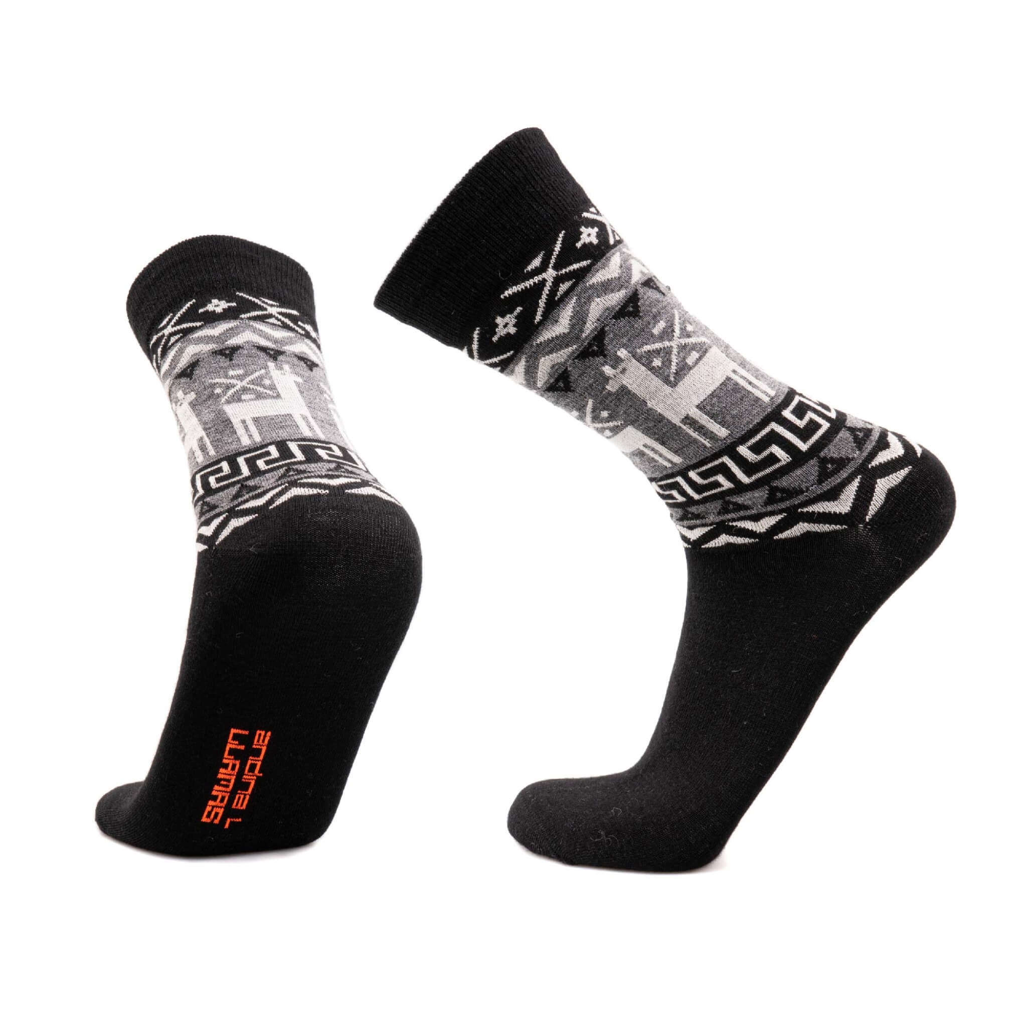 Schwarze Socken mit Alpaka Motiv für Damen und Herren von Alpakin