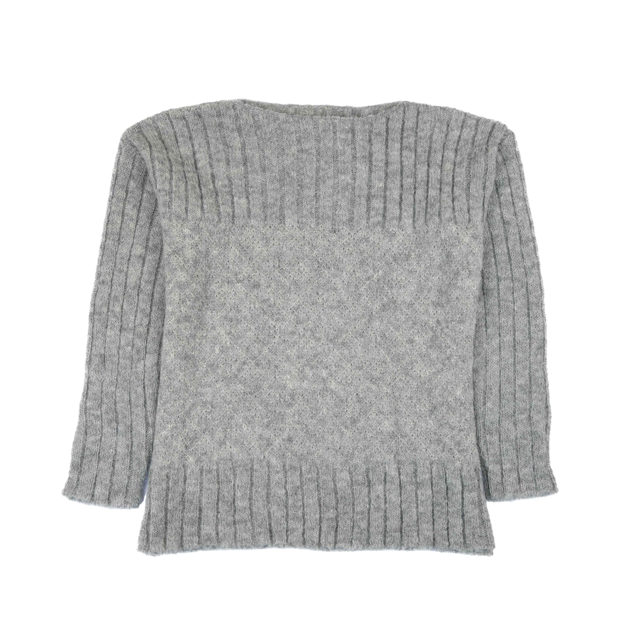 Grauer Alpaka Wollpullover Andes für Damen mit eleganten Streifen