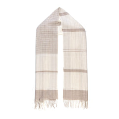 Elegante Alpaka Stola zweifarbig in beige weiß