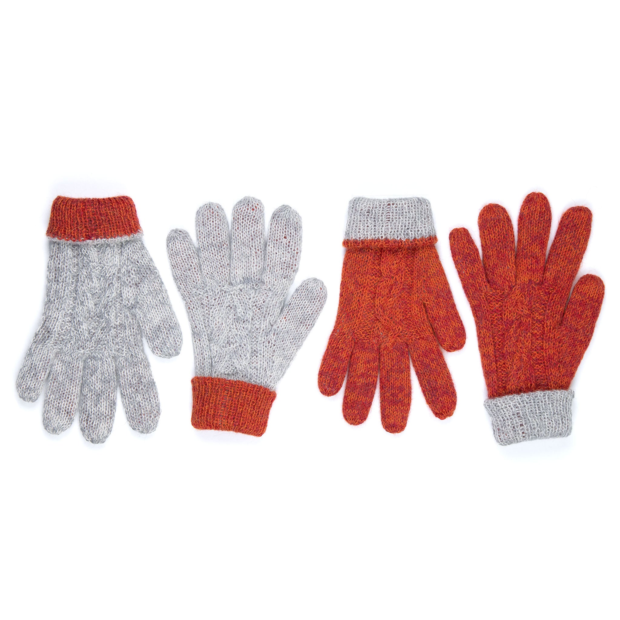 Beidseitig tragbare Alpaka Handschuhe in dunkelorange von Alpakin