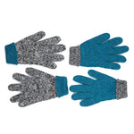 Alpaka Wendehandschuhe in dunkeltürkis und grau meliert für kalte Wintertage