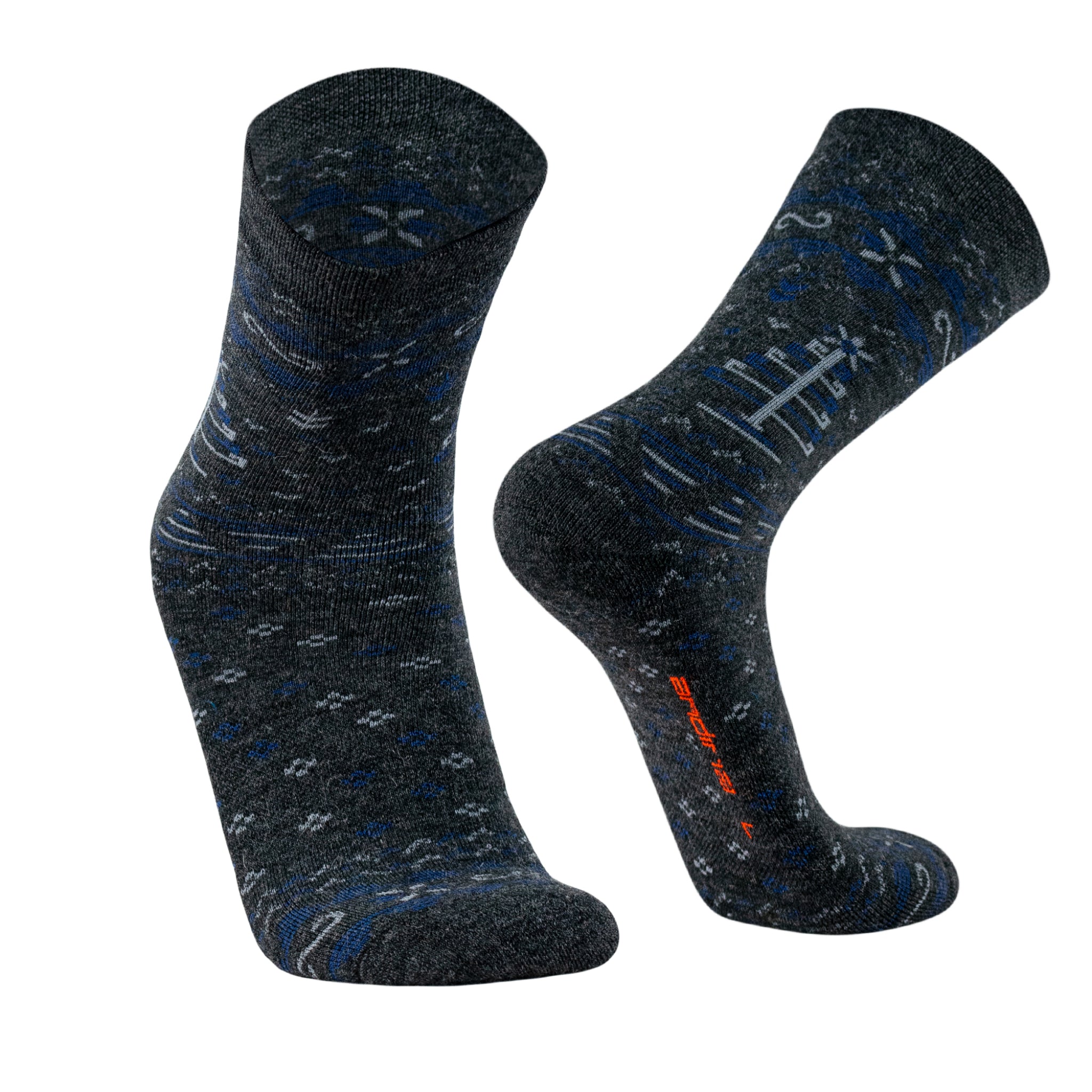 Warme Alpaka Wintersocken in blau mit Weihnachtsmotiv von Alpakin