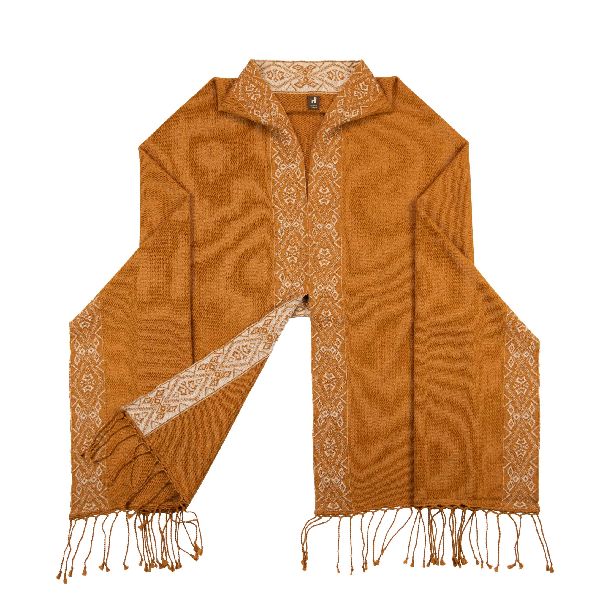 FLOR Alpaka Poncho Schal für Damen von Alpakin in kamel von vorne