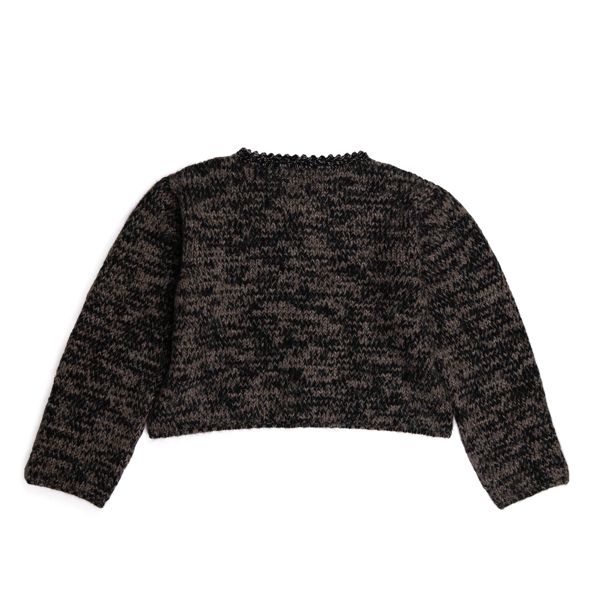 Illari Alpaka Strickjacke für Damen in schwarz von hinten vor weißem Hintergrund