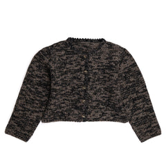 Illari Alpaka Strickjacke für Damen in schwarz von vorne vor weißem Hintergrund