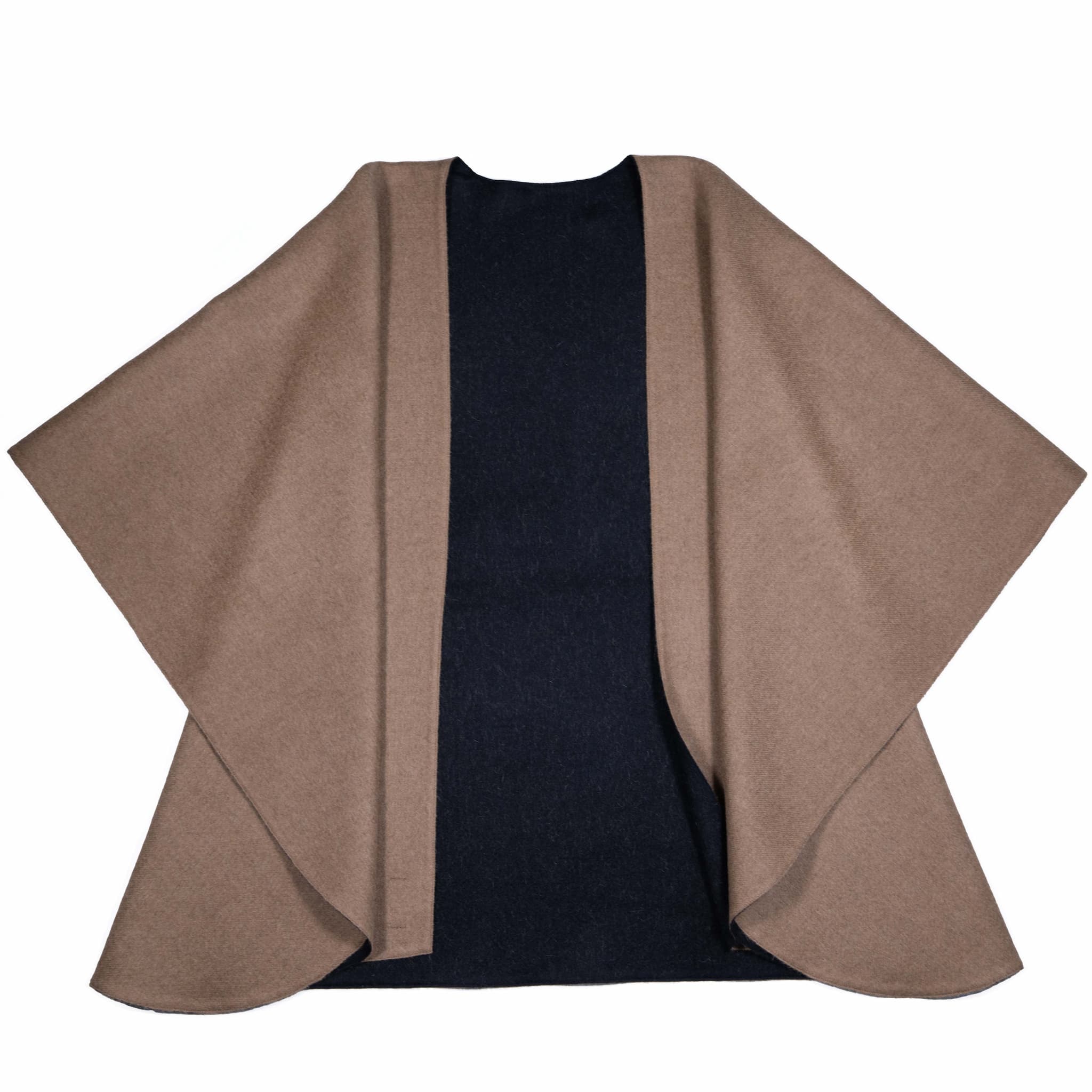 KOYA Alpaka Poncho Umhang für Damen von Alpakin in hellbraun und schwarz