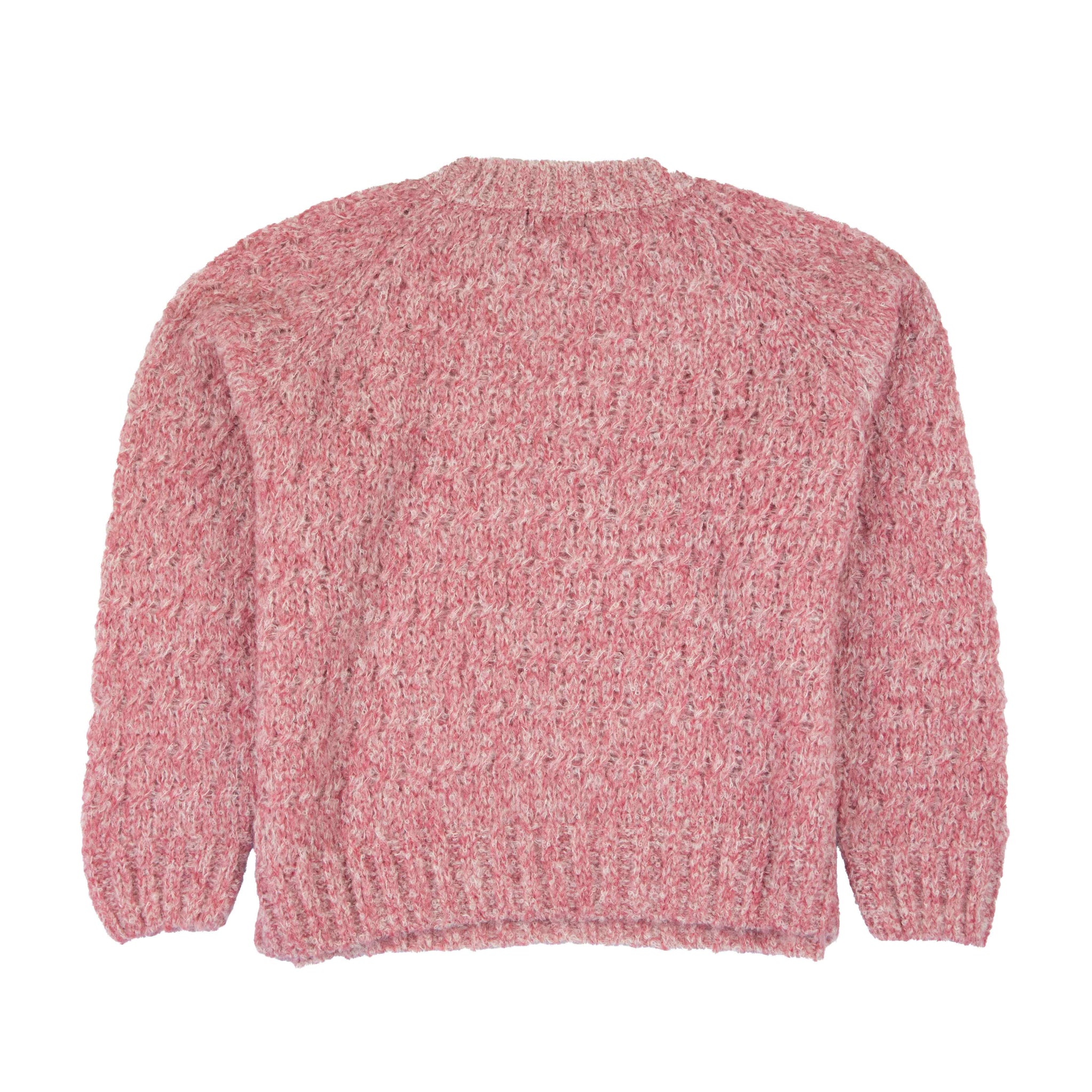 LIYA Alpaka Pullover für Damen mit Zopfmuster von Alpakin in rosa von hinten