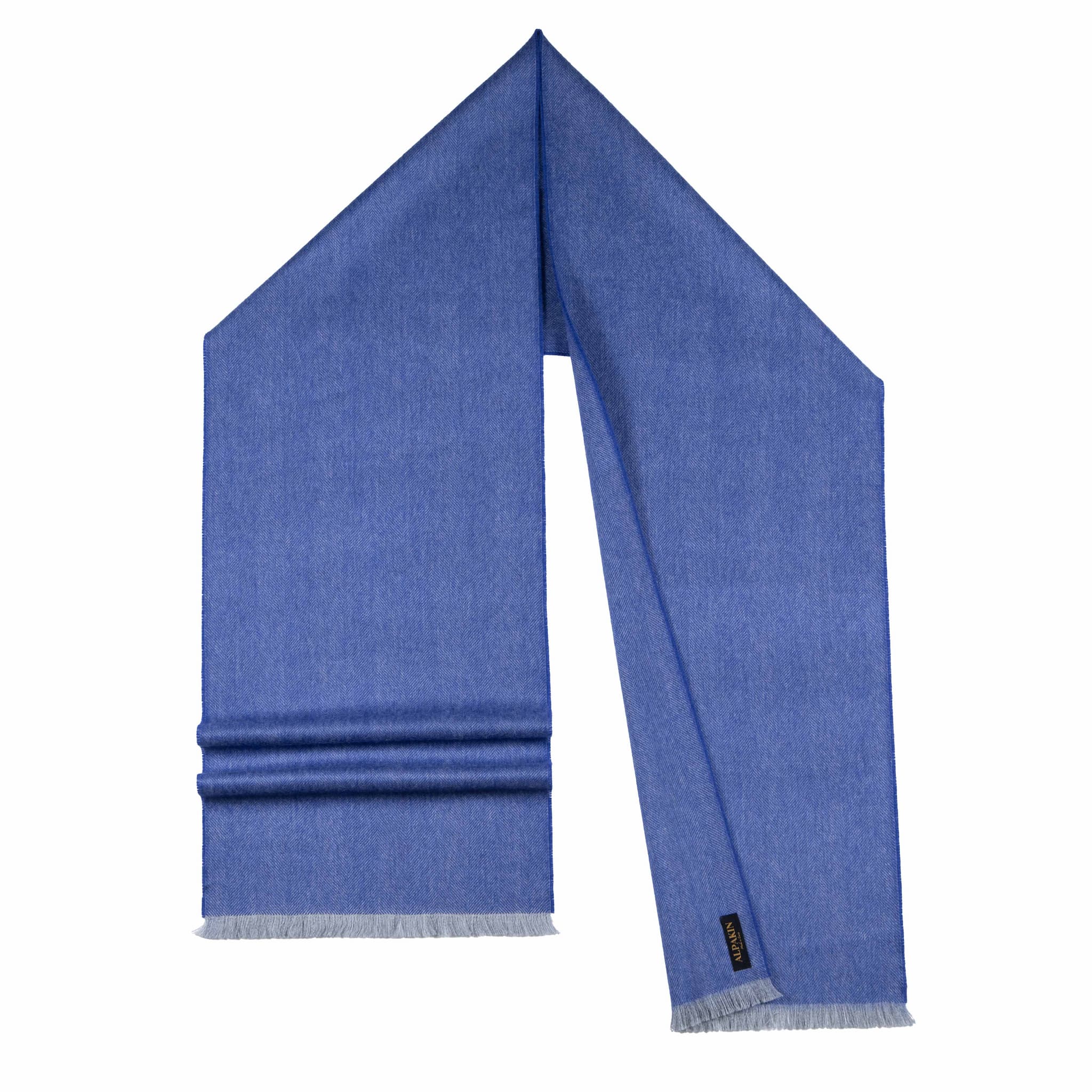 Premium Babyalpaka Schal mit Fischgrätenmuster in blau aus feinster Alpakawolle Premium Babyalpaka