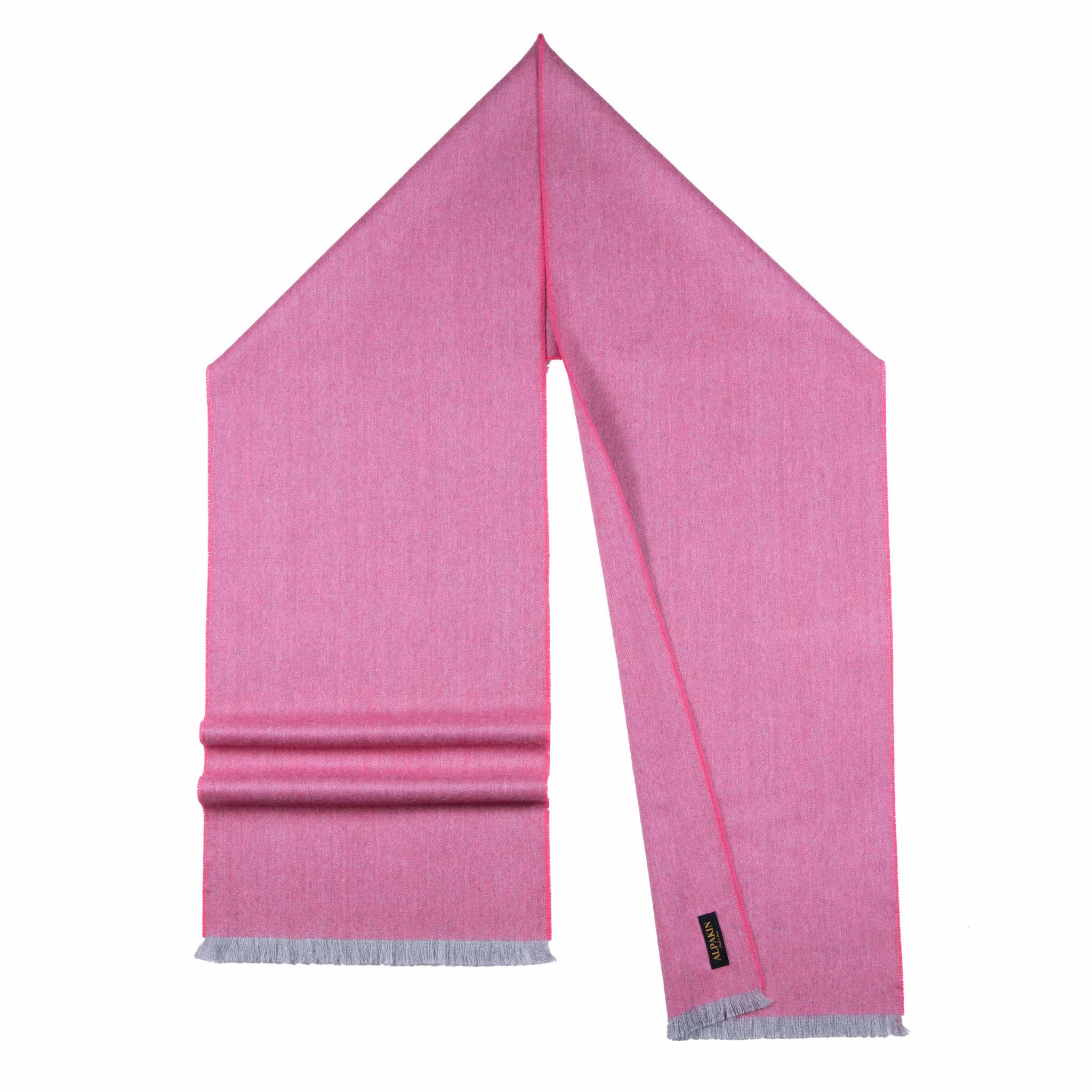 Premium Babyalpaka Schal mit Fischgrätenmuster in pink aus feinster Alpakawolle Premium Babyalpaka