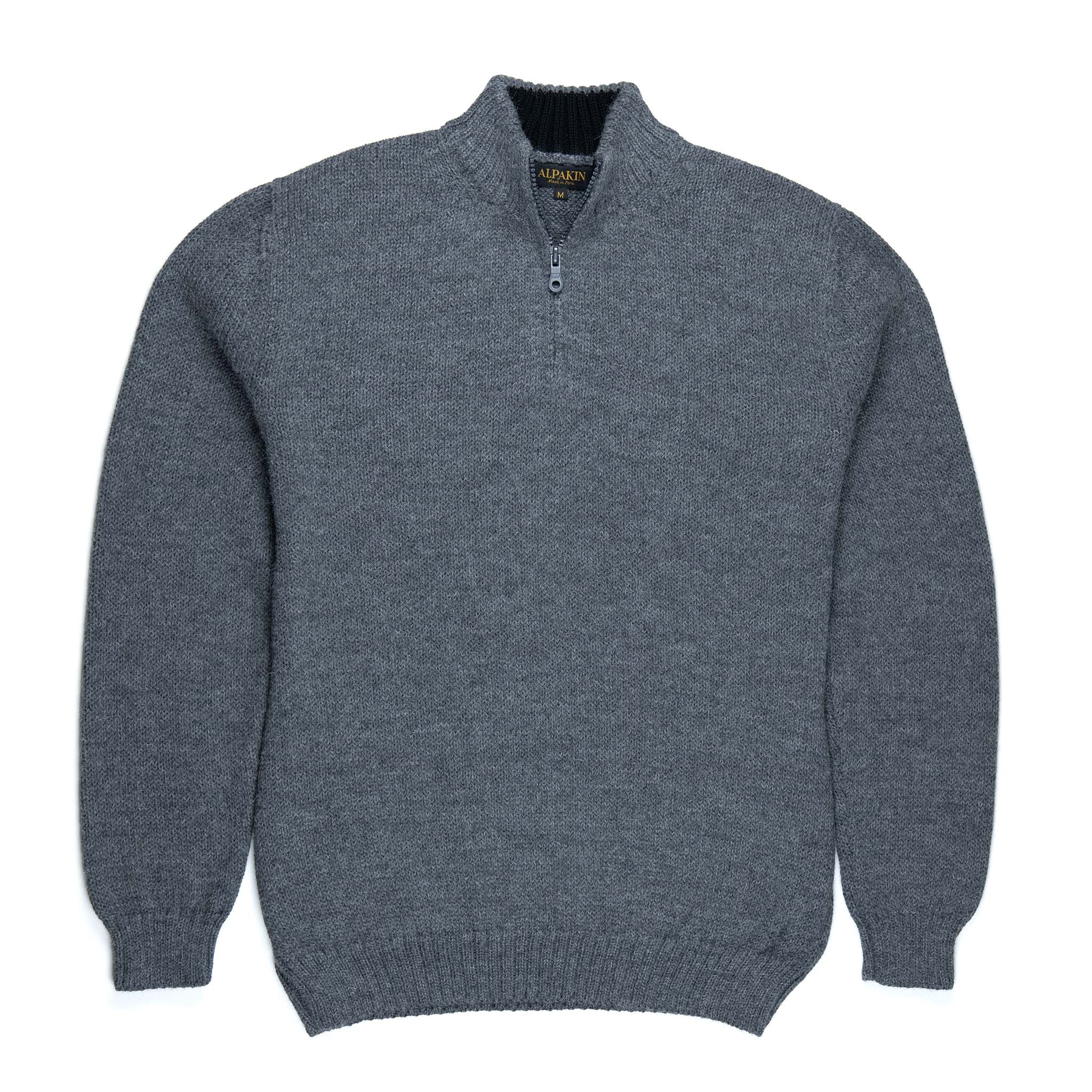 Sami warmer Alpaka Troyer für Herren in dunkelgrau von vorne