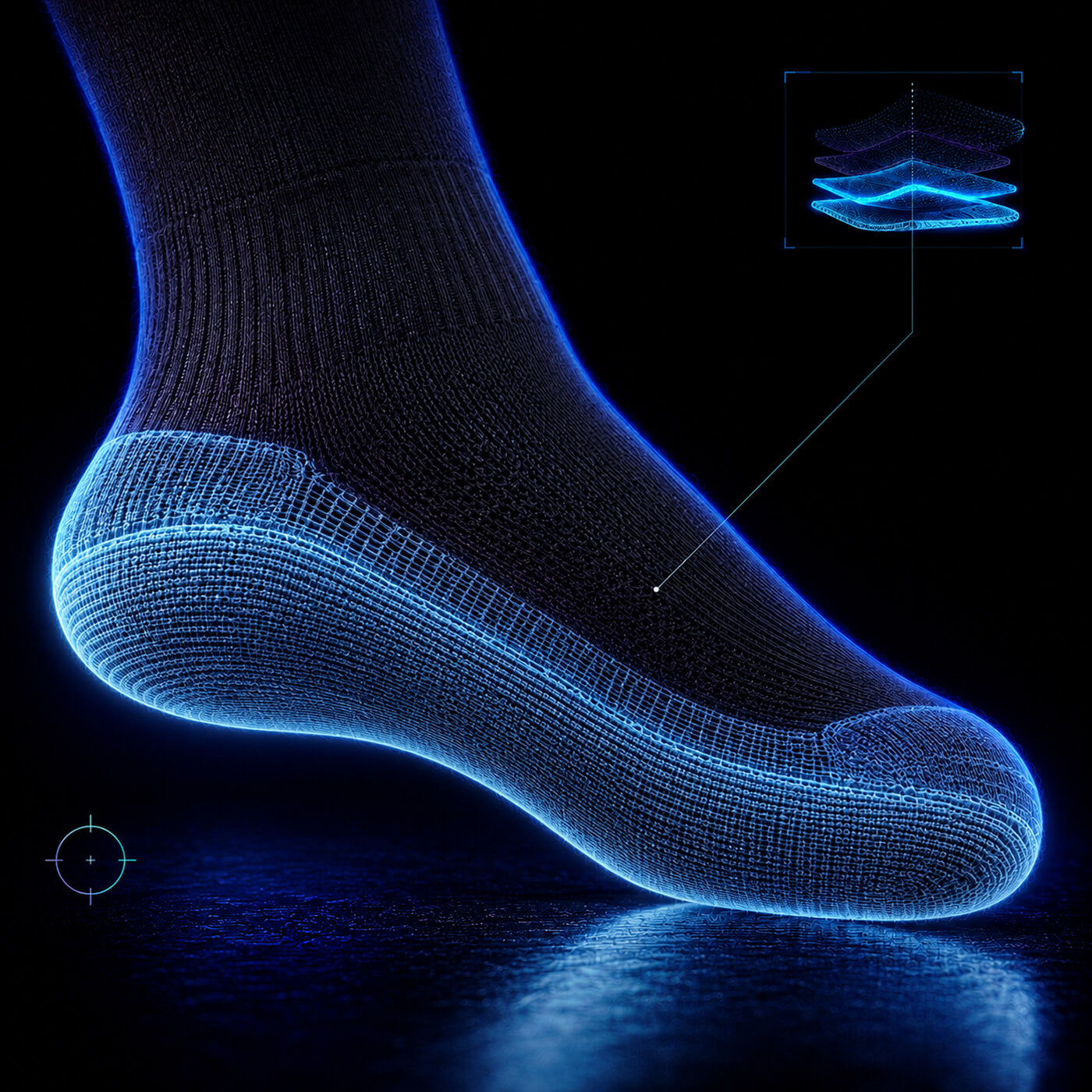 Komplett verstärkter Fußbereich der wärmsten Socken aus Alpakawolle für beste Langlebigkeit