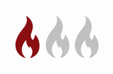 1 von 3 Flammen zeigt den Wärmegrad Alltag