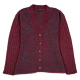 Alpaka Strickmantel Yurac für Damen in elegantem weinrot – Frontalansicht